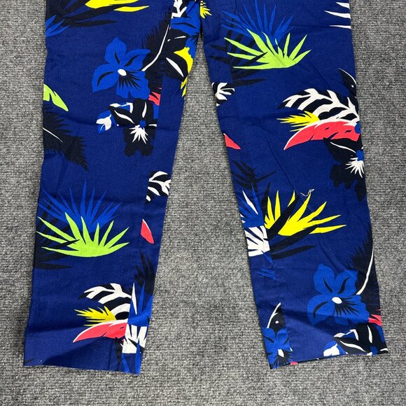 Polo Golf Ralph Lauren Pants Womens 2 Blue Cotton Stretch Crop Tropical Print - Picture 2 of 10